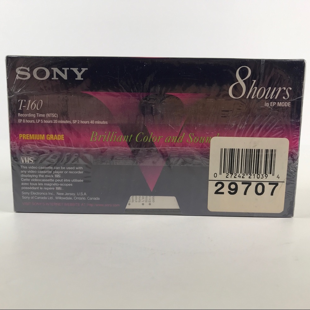 Sealed Sony T-160VE Premium Grade Blank VHS Tapes Made in USA 8 Hour Lot of 3 - Picture 4 of 14